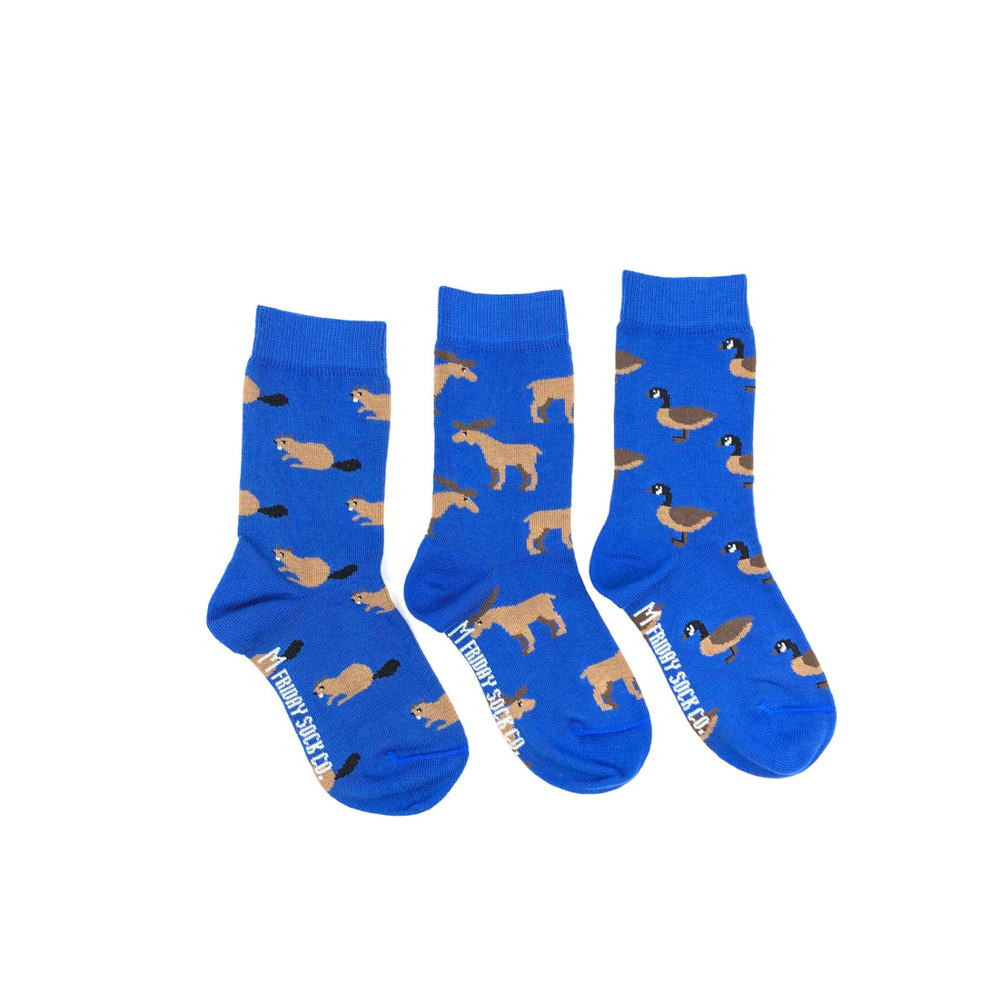 Friday Sock Co. - Kid’s Socks | Beaver Moose Goose | Mismatched | Infant 1-2
