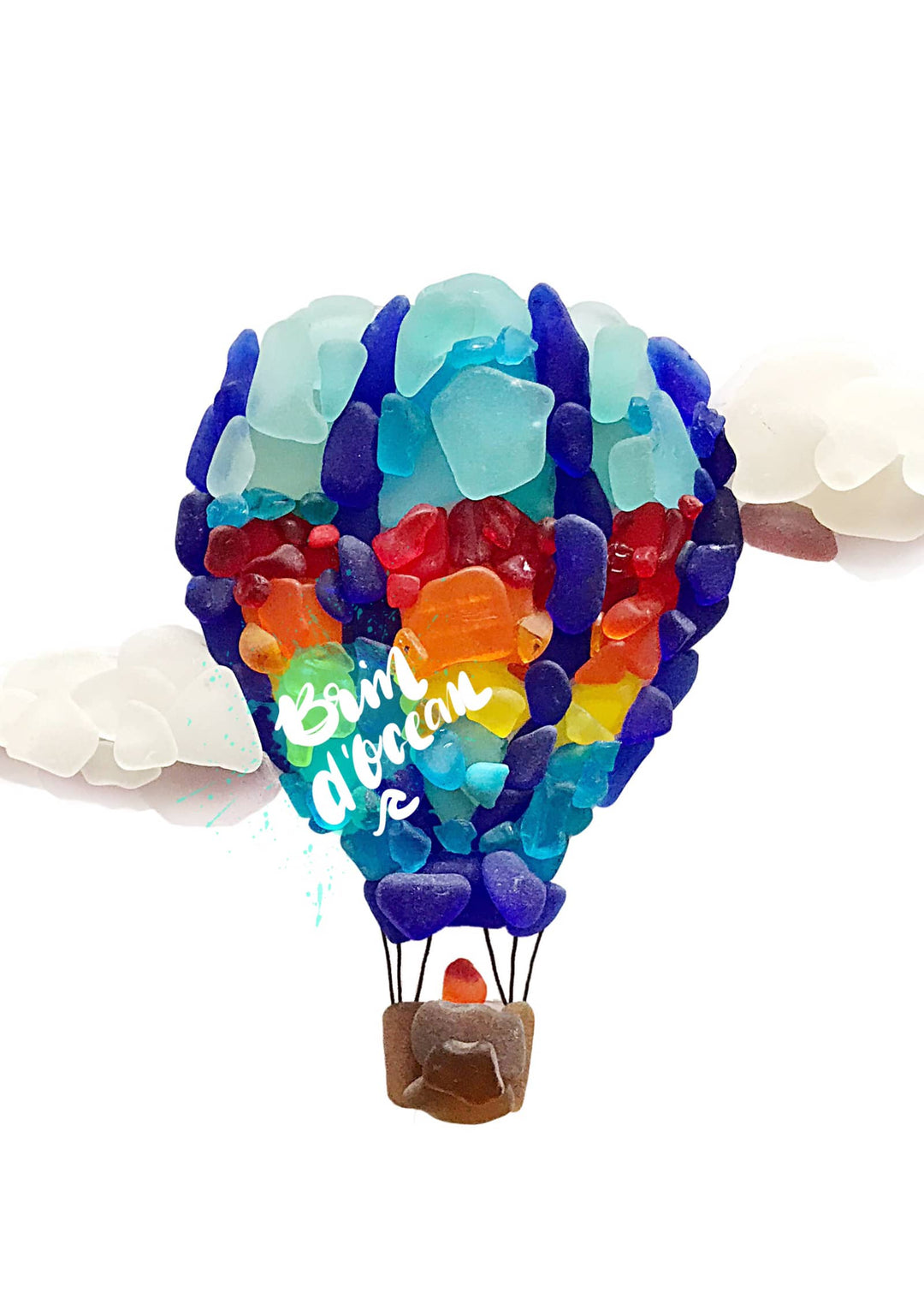 Brin d’Ocean - hot air Balloon Sea Glass Greeting card, all occasion