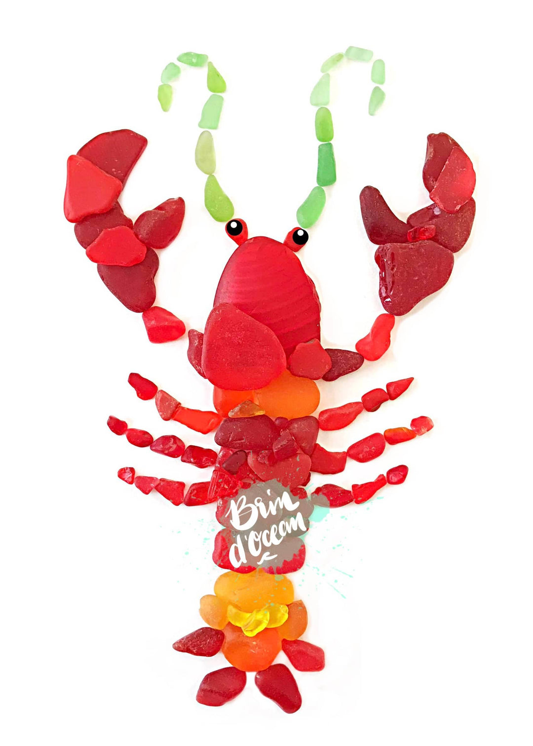 Brin d’Ocean - Lobster Sea Glass Greeting card, Orca, Red Lobster