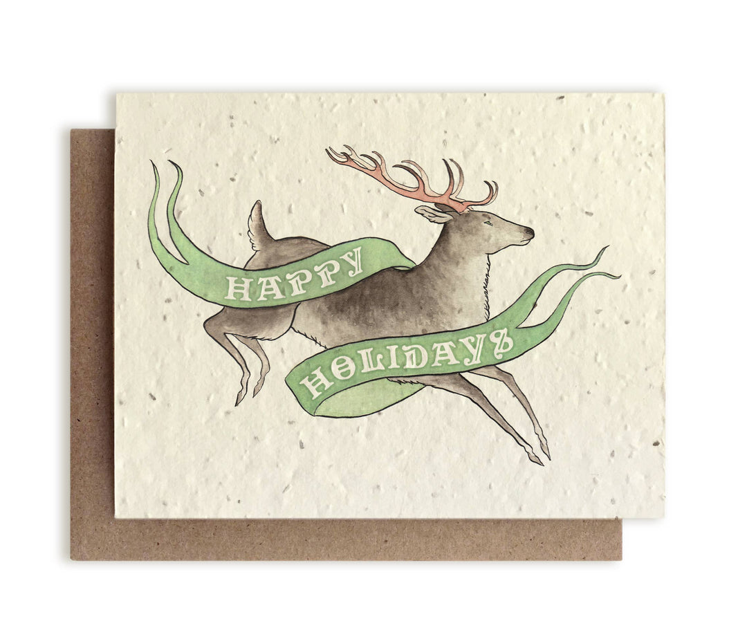 Reindeer Holiday Greeting Cards - Plantable Seed Paper