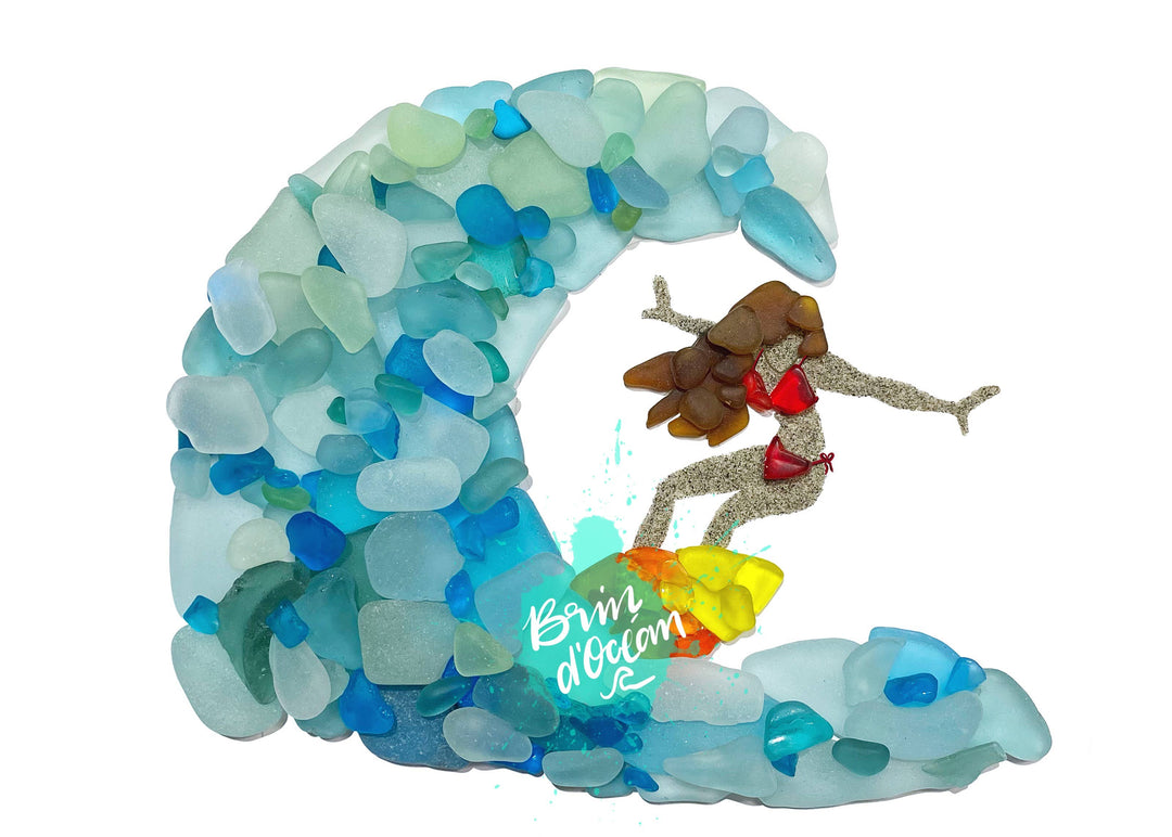 Brin d’Ocean - Surfer Sea Glass greeting card, Surf, all occasion