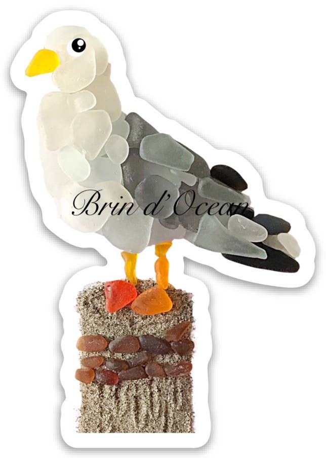 Brin d’Ocean - Waterproof Sticker, Sea Glass Seagull, Vinyl Sticker