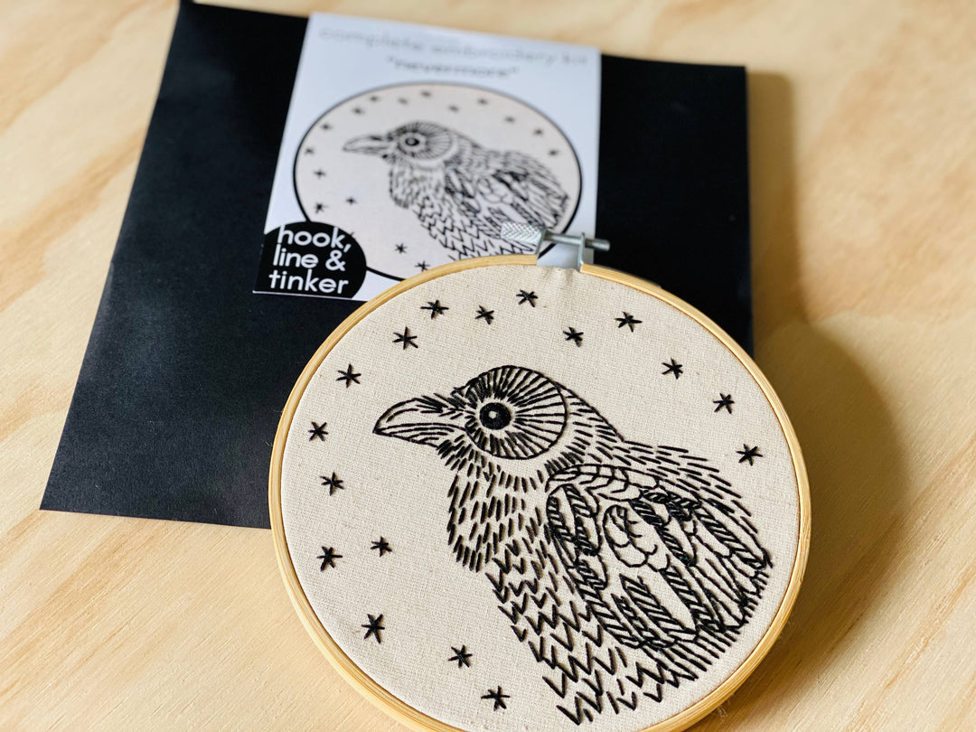 Hook, Line & Tinker Embroidery Kits Inc - Nevermore Embroidery Kit