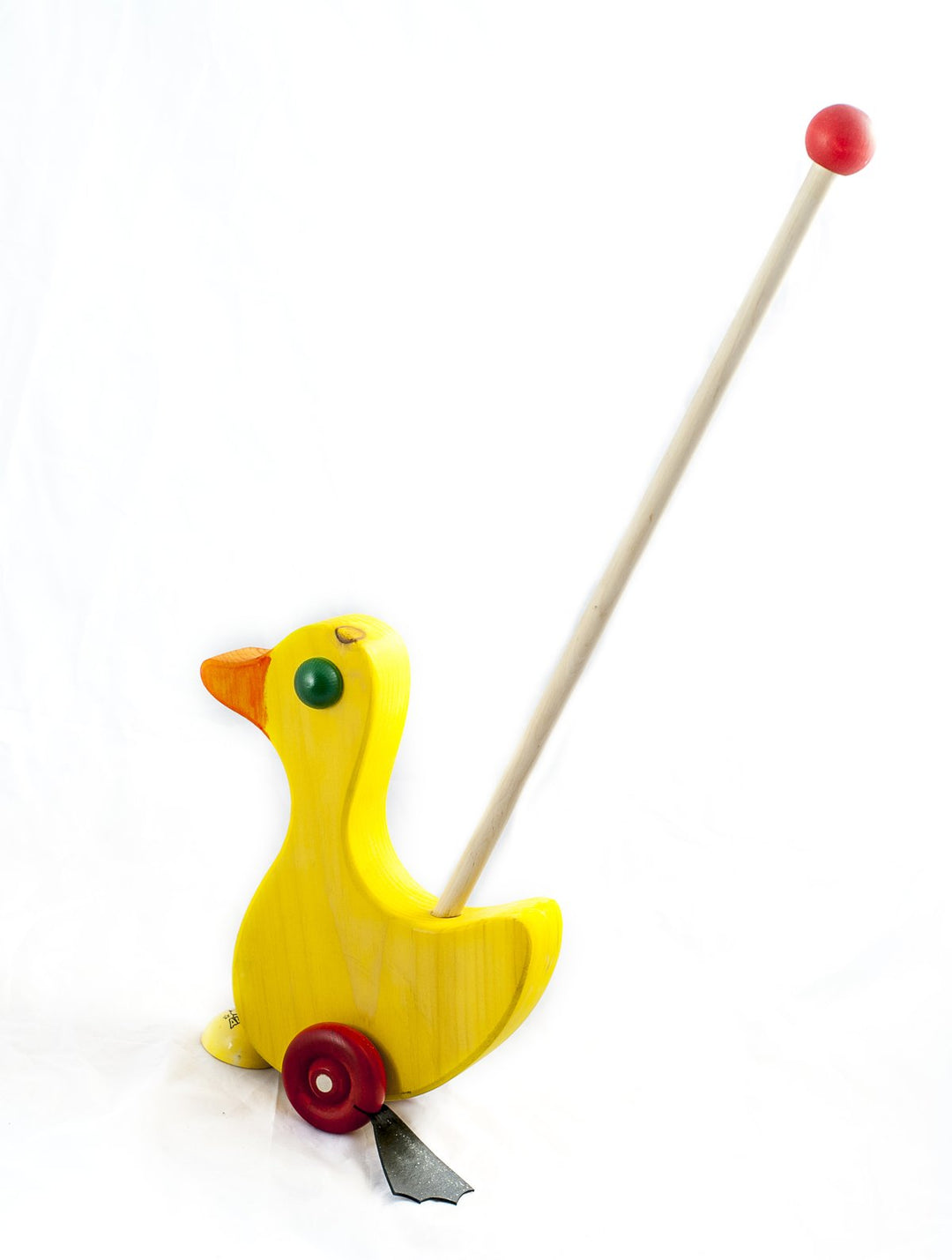 Duck With Flapping Feet Wooden  Push Toy