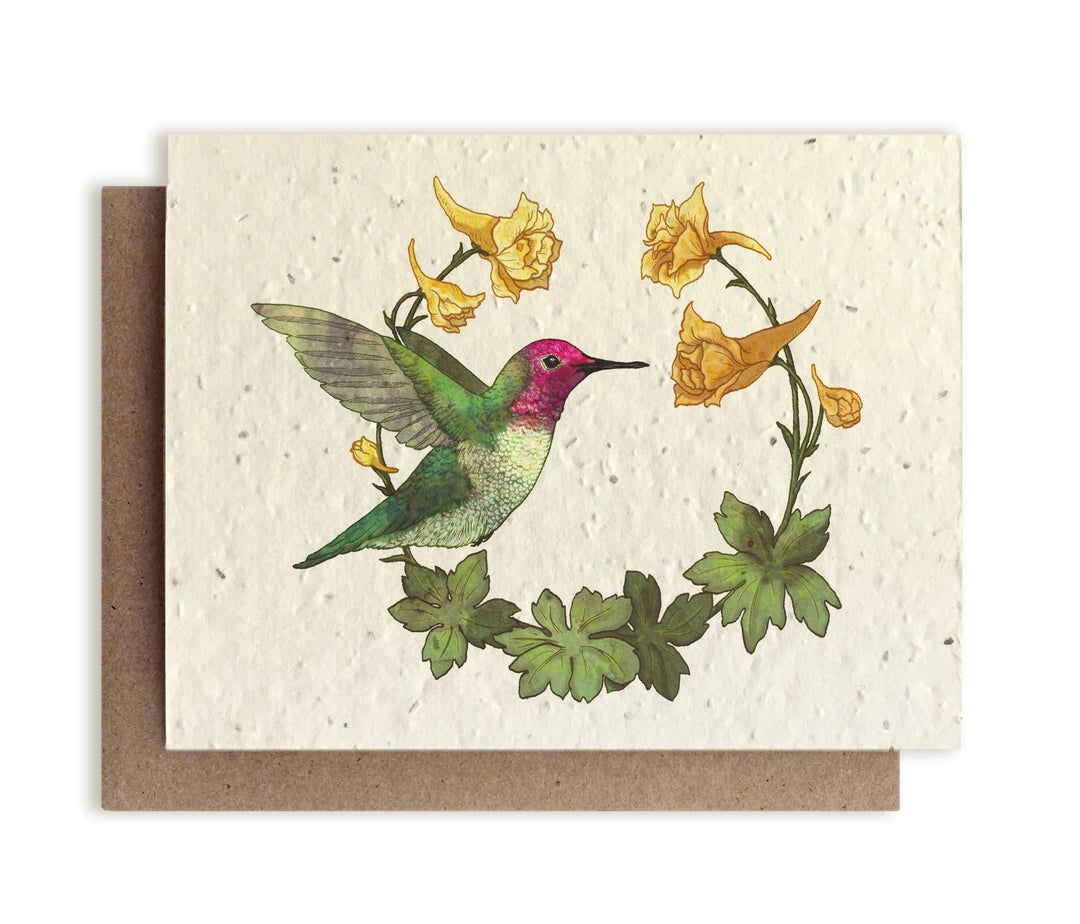 Hummingbird and Larkspur Cards - Plantable Seed Paper