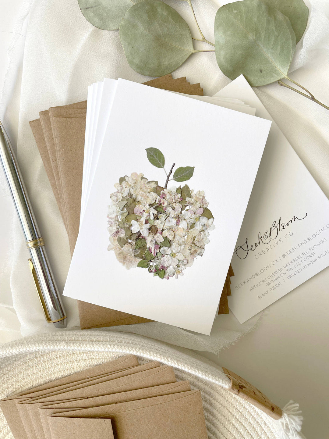 Seek & Bloom Creative Co. - Note Card Set of 6, Apple Blossom