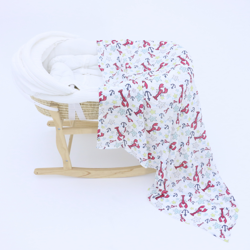 One Little Lobster Bamboo + Cotton Swaddle
