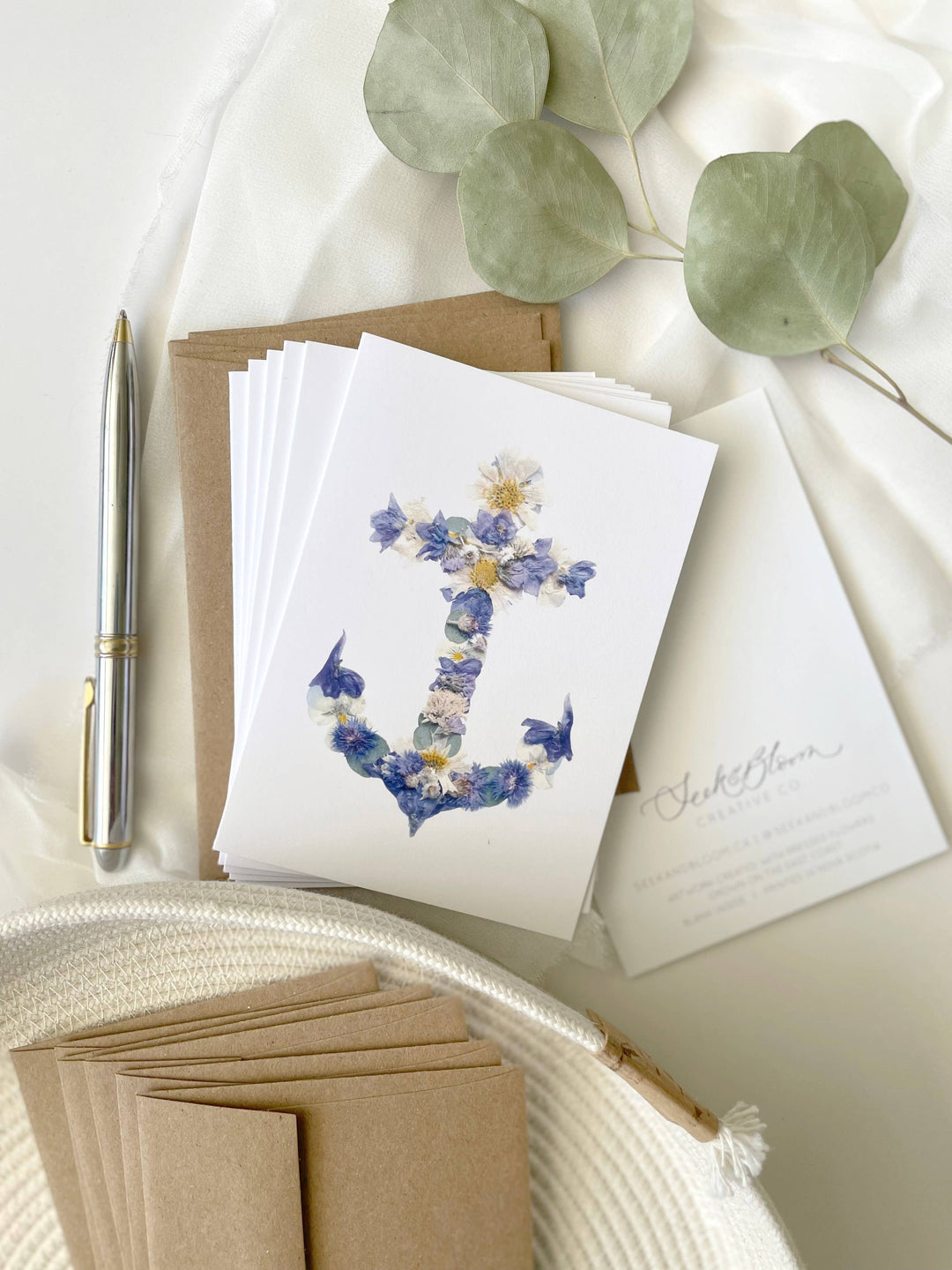Seek & Bloom Creative Co. - Note Card Set of 6, Flower Anchor